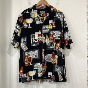 Bill Blass  Vintage Button up Short Sleeve Shirt Vocation WeekendPub Beverage XL